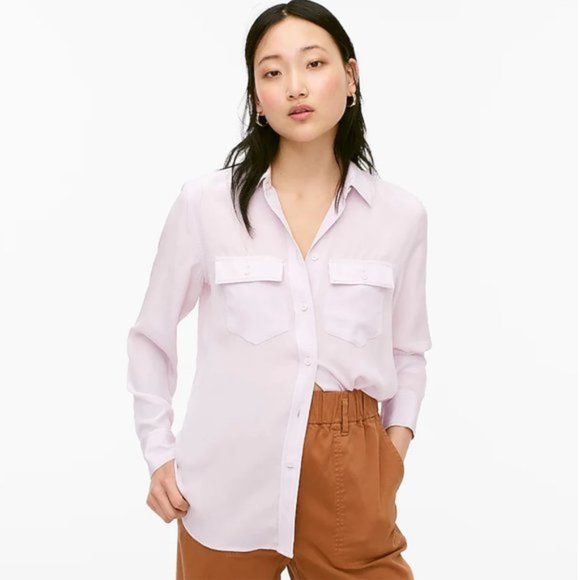 J. Crew Silk Shirt Ashen Quartz - Picture 2 of 5
